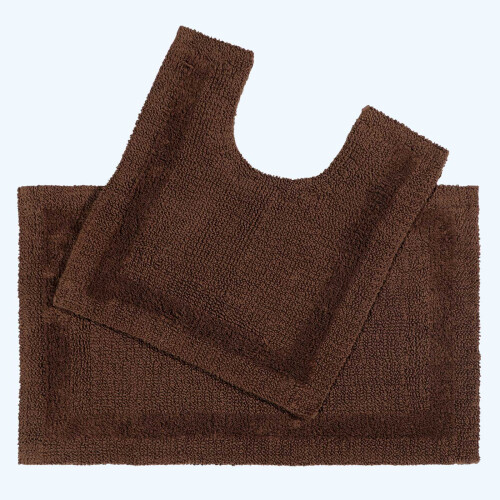 Homescapes (Chocolate) Homescapes Luxury Reversible Cotton Bath Mat Set