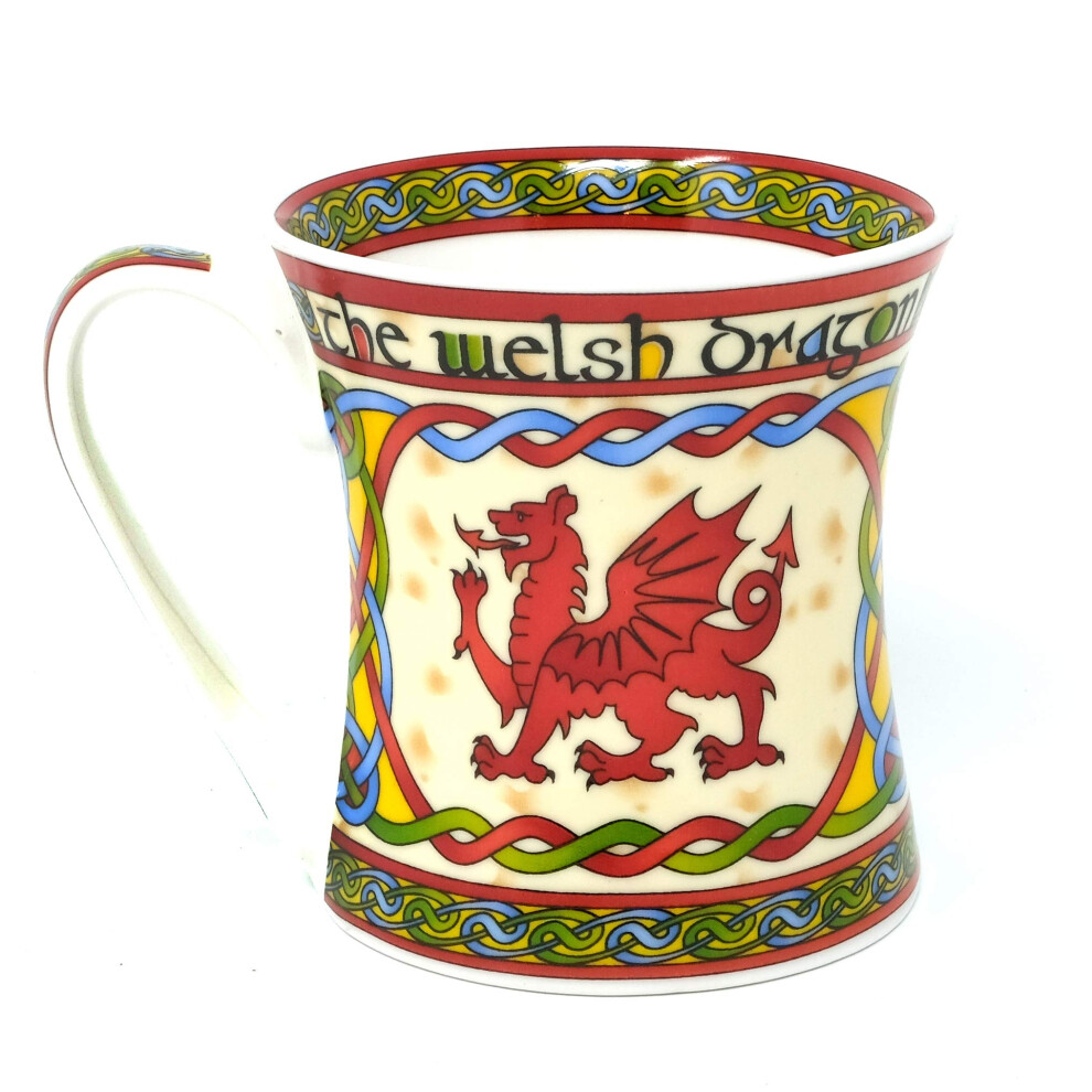 Hrnek Na Kvu Welsh Dragon Cymru - Keltsk Design Wales Keramick Lek New Bone Chine - 11 Oz-image