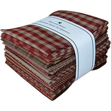 Tissu Homespun rouge beige beige     carreaux et rayures, lot de 12   quarts, 100   % coton, 45   cm x 56   cm