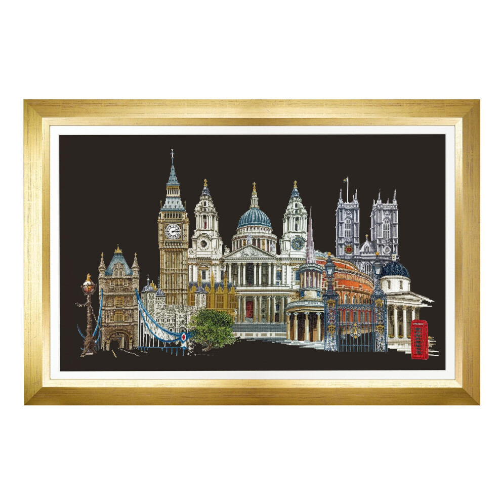 Thea Gouverneur Black - Counted Cross Stitch Kit - London - Aida - 18 Count - Embroidery Kit For Adults - Dmc Embroidery Threads And Other Cross