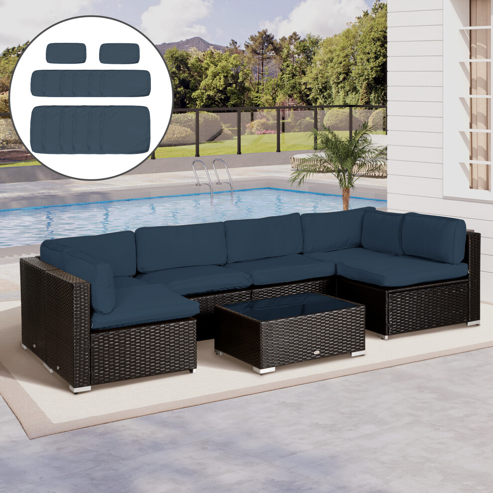 Outsunny Garden Rattan Sofa Set Polyester Cover Replacement No Cushion Blue
