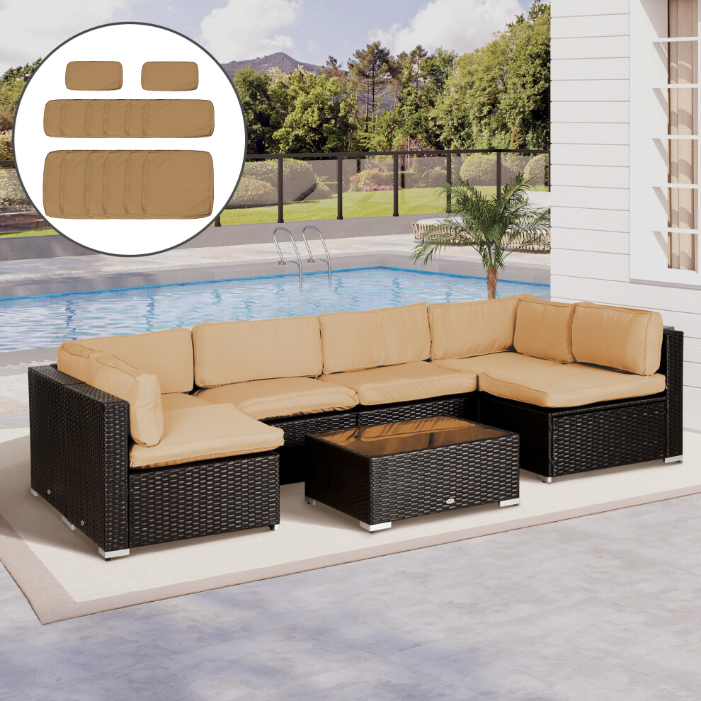 Outsunny Garden Rattan Sofa Set Polyester Cover Replacement No Cushion Beige