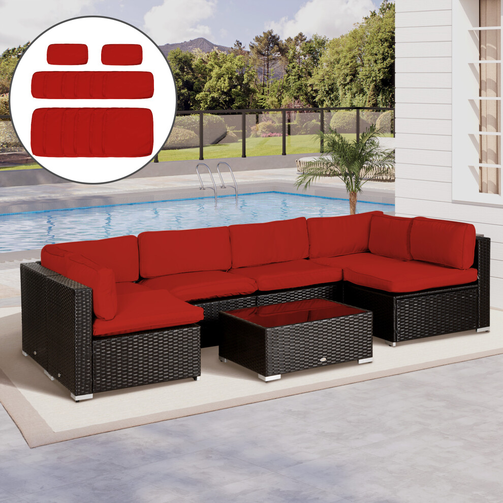 Outsunny Garden Rattan Sofa Set Polyester Cover Replacement No Cushion Red