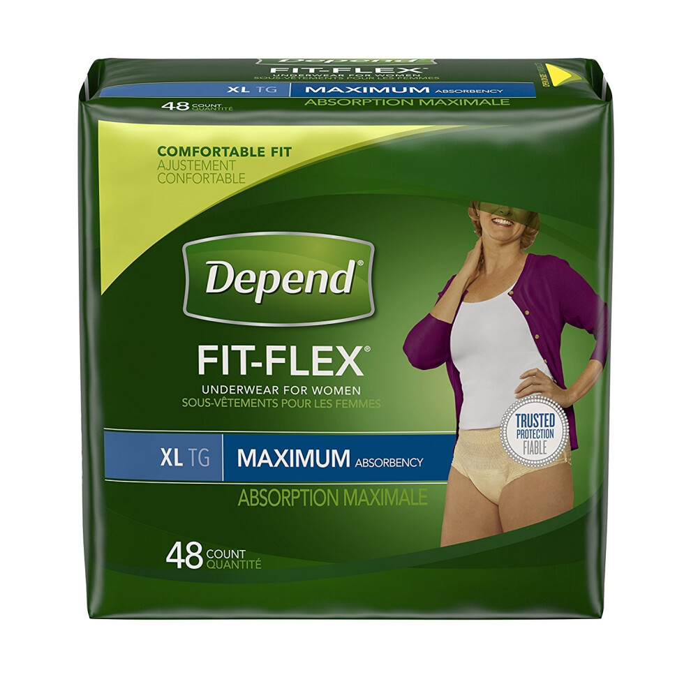 Depend Fit-Flex Incontinence Underwear For Women Disposable Maximum Absorbency Extra-Large Blush 48 Count 2 Packs Of 24 Packaging May Vary
