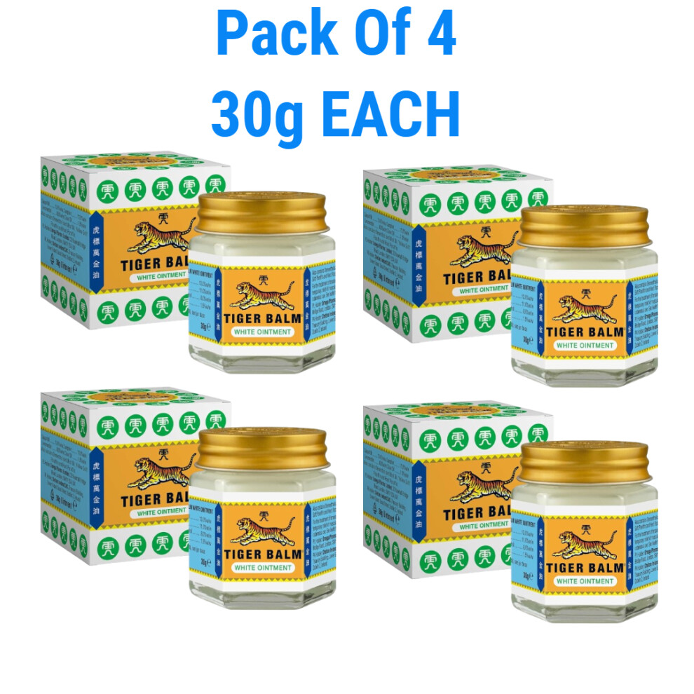White (Pack Of 4) Tiger Balm Pain Relief Ointment - 30G Each