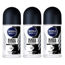 D  odorant roll-on Nivea for Men Invisible Black & White 48 heures, 50 ml, lot de 3