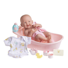8 stykker Layette Deluxe Bathtub Gift Set JC Toys - La Nyf?dte 14 """" Livslignende smilende vinyl Nyf?dt dukke m/ tilbeh?r Pink vandt?t aldre 2+