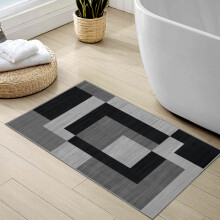 (40x60 cm (1 ft 3 in x 1 ft 9 in)_Small Bath Mats/Door Mats Indoor Outdoor, Milo Black Grey) Grey Non Slip Rugs Printed Carpet Runner Door Mats