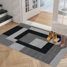 (60x110 cm (2 ft x 3 ft 7 in)_Large Doormats Front Back, Milo Black Grey) Grey Non Slip Rugs Printed Carpet Runner Door Mats