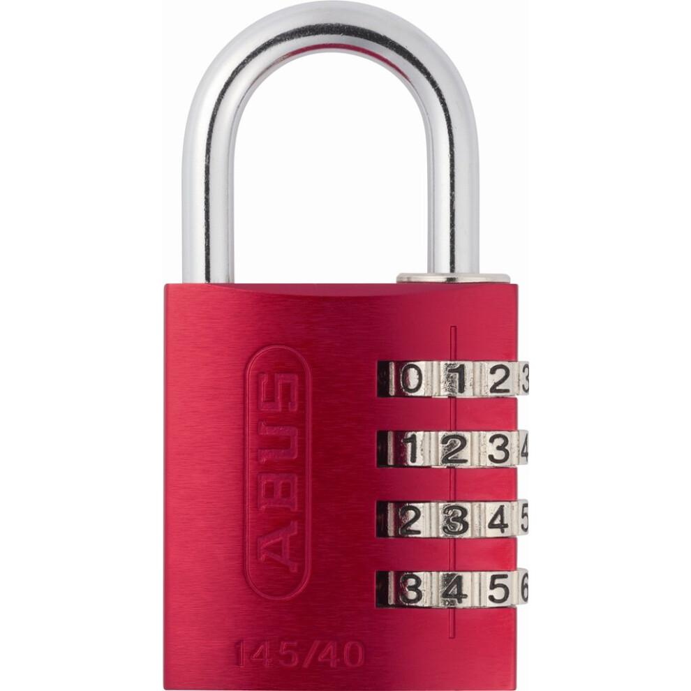 Abus 145/40 C 40Mm Body 4-Dial Resettable Combination Padlock Red