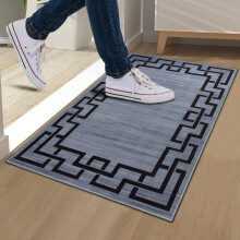 (60x110 cm (2 ft x 3 ft 7 in)_Large Doormats Front Back, Nico Grey) Grey Non Slip Rugs Printed Carpet Runner Door Mats