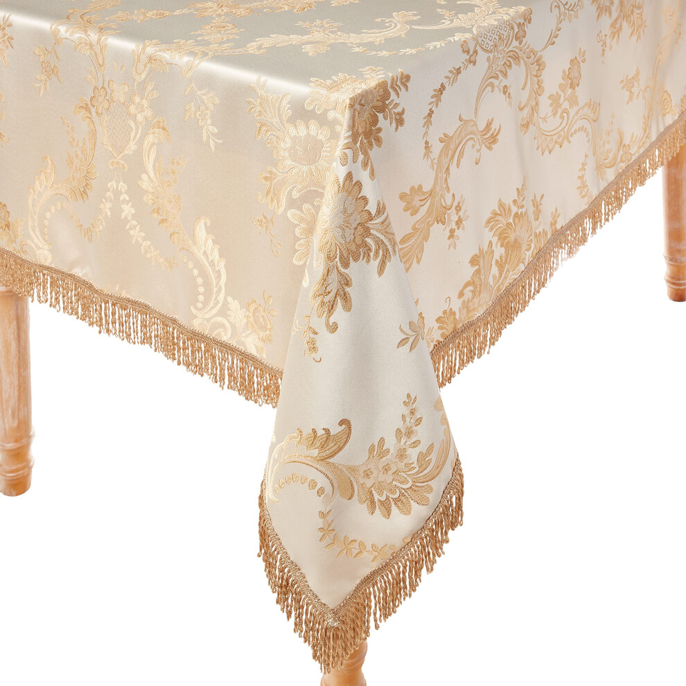 Nappe en lin violet     motif damass    majestueux - Beige 152 x 304 cm, rectangulaire