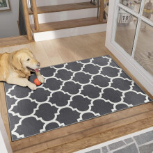 (60x110 cm (2 ft x 3 ft 7 in)_Large Doormats Front Back, Ava Grey) Grey Non Slip Rugs Printed Carpet Runner Door Mats