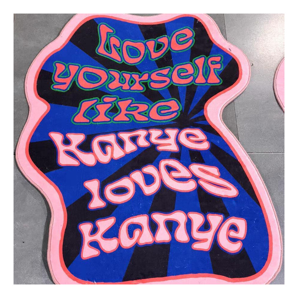 (Love Yourself, 100X150cm 39.3X59in) Carpet imitation cashmere personality new floor mat trend American home irregular soft feeling carpet foot pad