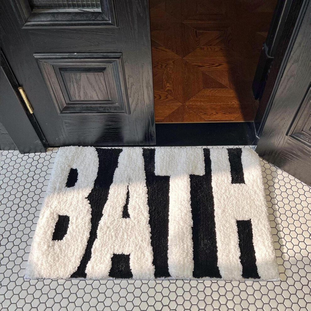 (BATH alphabet, 50X80cm 19.7X31.5in) Kitchen ins imitation cashmere absorbent floor mat toilet soft FUFU bathroom floor mat bedroom door living room c