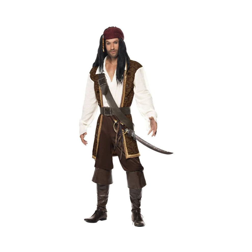 Smiffys mens High Seas Pirate Costume  Brown  M - US Size 38-40