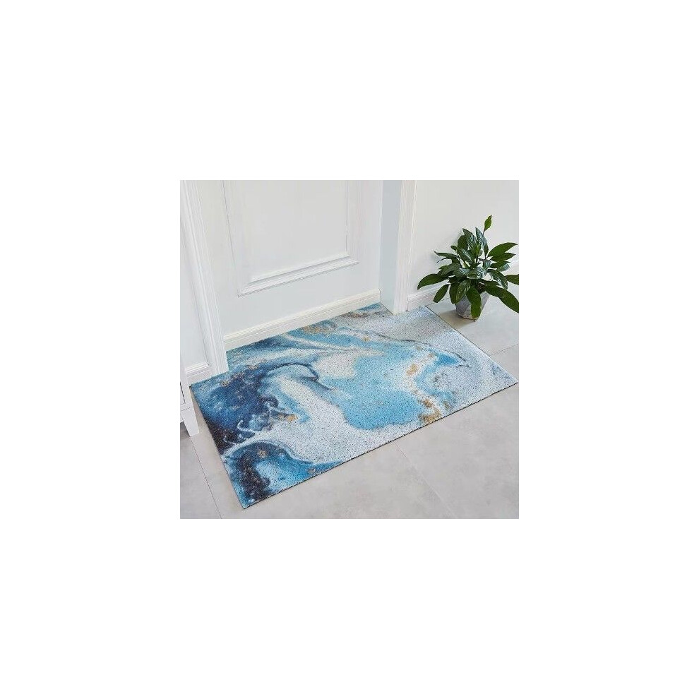 (Sea Blue Mystery, 100X120cm39.3X47.2in) Door mats Door mats Silk ring foot mats Internet celebrities Door carpet Home foyer Door mats can be cut