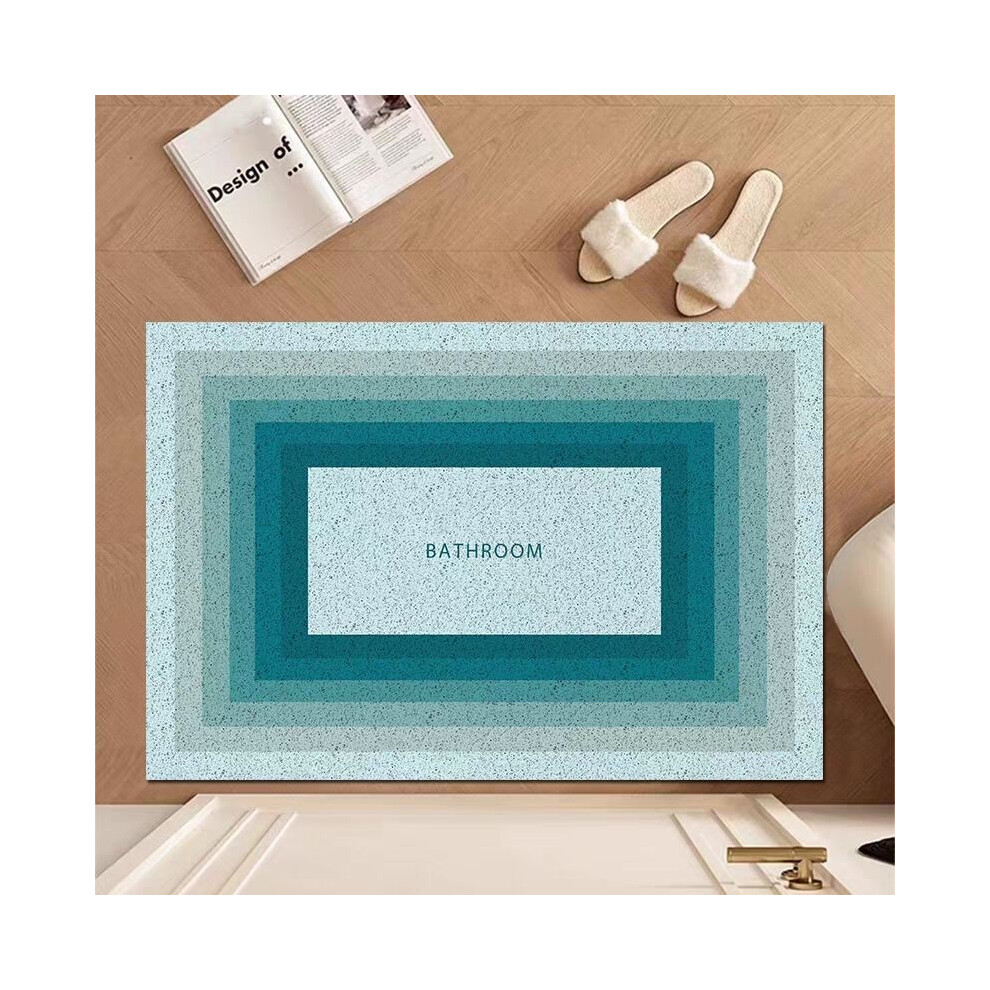 (Morandi Blue, 80X100cm 31.5X39.3in) Silk circle floor mat household entrance door rubbing soil mat door leave-in pad dust-proof mud scraping pad pvc