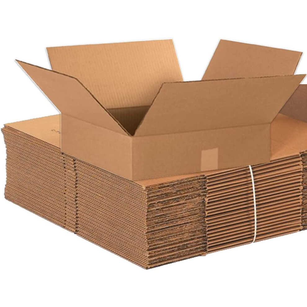 Aviditi 15154 Platte Gegolfde Kartonnen Doos 15 L X 15 B X 4 H Kraft Voor Verzending, Verpakking En Verhuizing, Verpakking Van 25-image