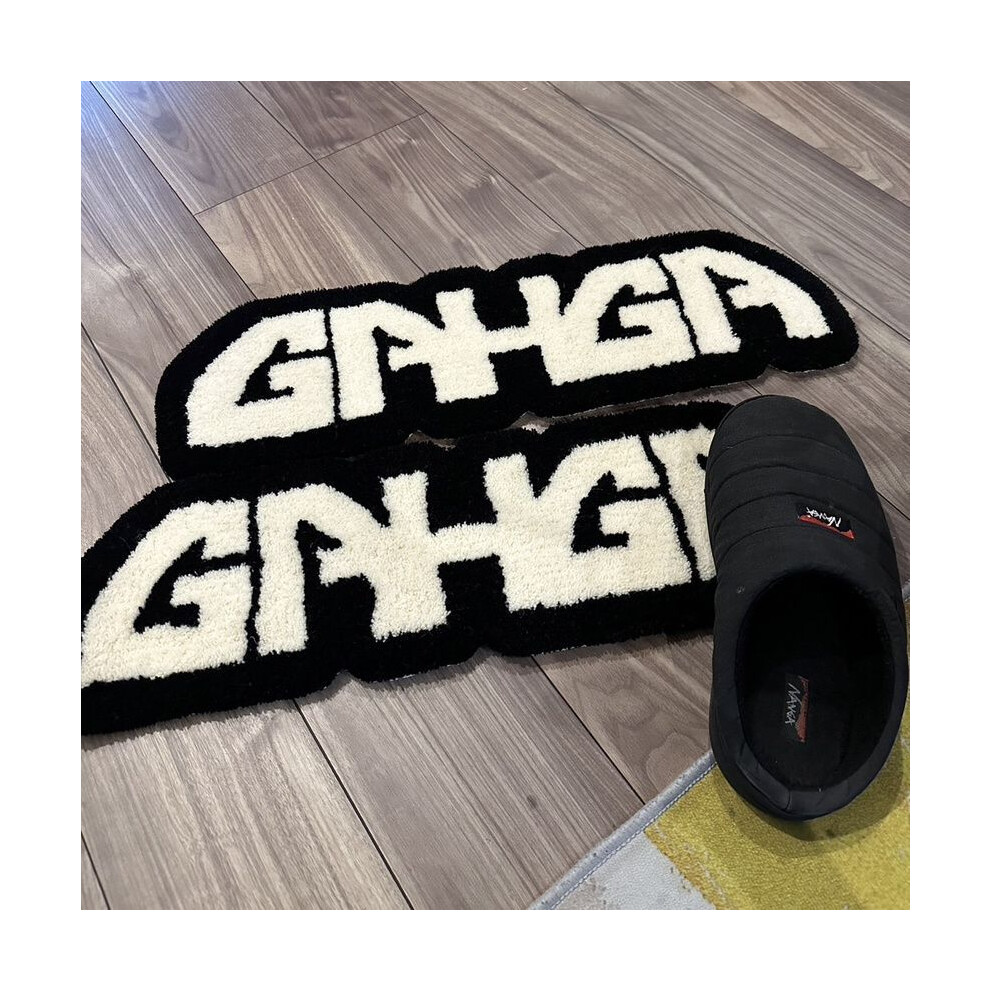 (GAHGA, 100X150cm 39.3X59in) decorative blanket imitation cashmere absorbent floor mat bathroom letter black and white bathroom floor mat bedroom door rug