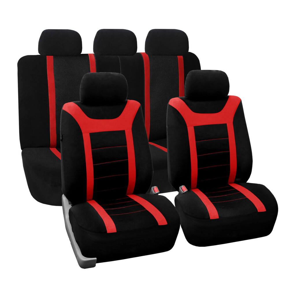 Fh Group Car Seat Covers Full Set Cloth - Universal Fit Automotive Seat Covers Low Back Front Seat Covers Airbag Compatible Split Bench Rear Seat 785422419233