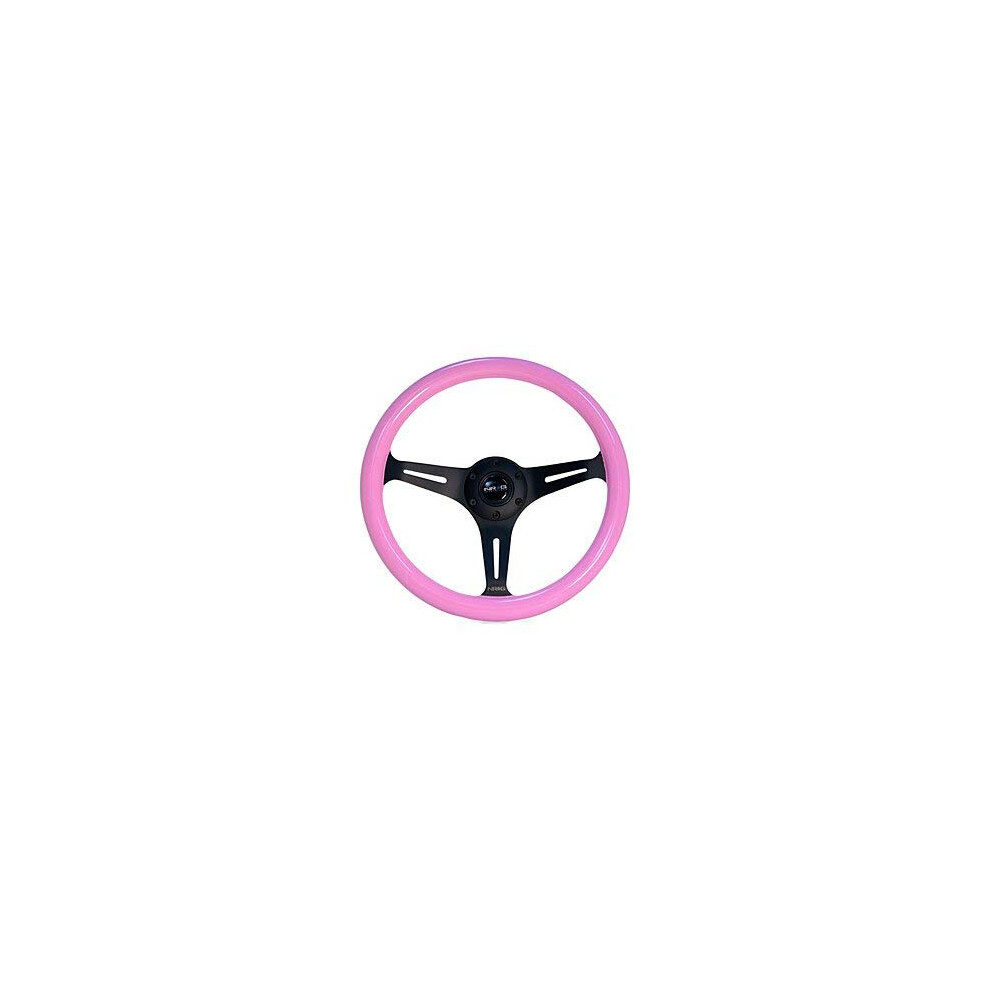 Nrg Innovations St-015Bk-Pk Classic Wood Wheel 350Mm 3 Spokes Solid Painted Grip Grain/Black/Pink 680334418902