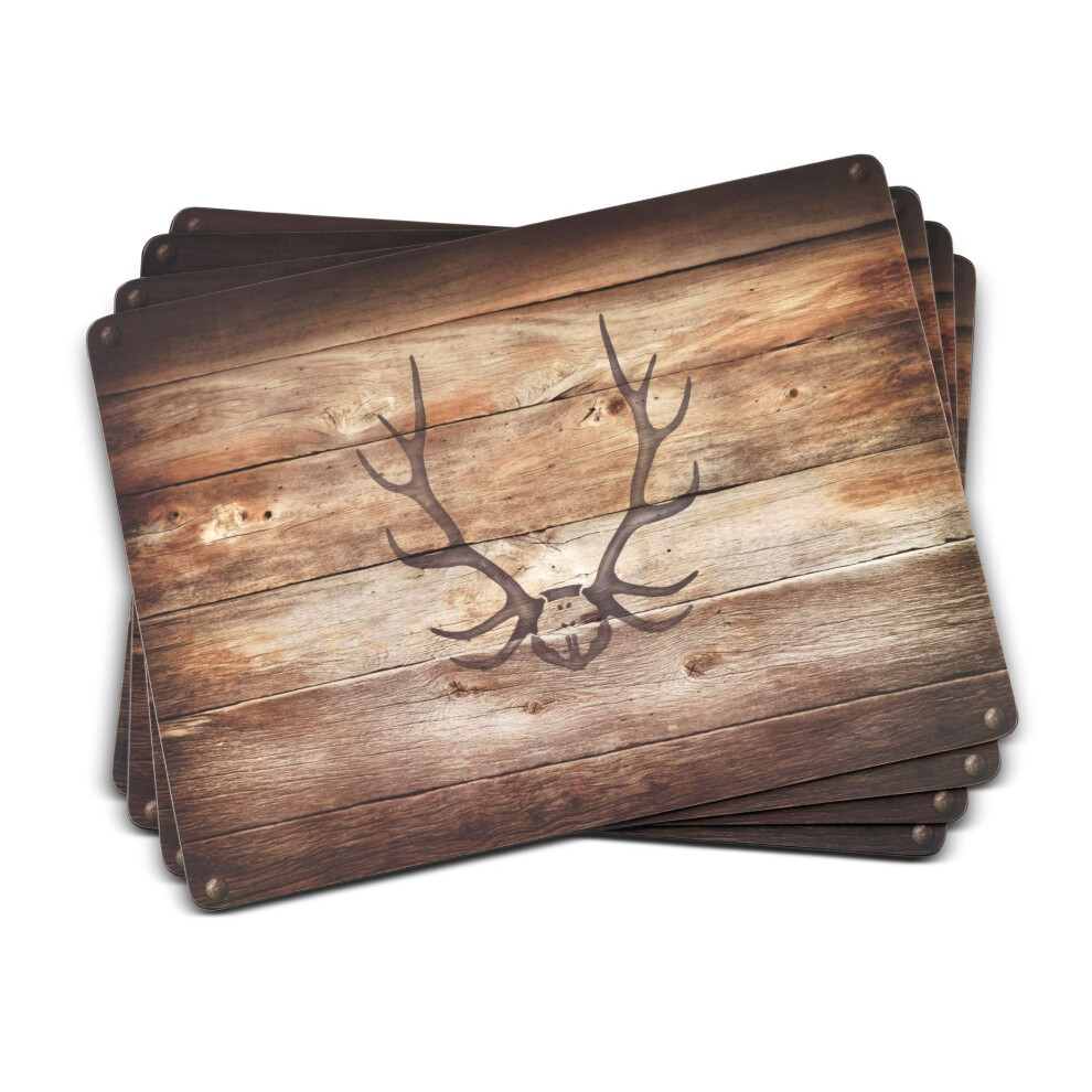 Pimpernel Lodge Collection Placemats | Set of 4 | Heat Resistant Mats | Cork-Backed Board | Hard Placemat Set for Dining Table | Measures 15.7  x 11.7