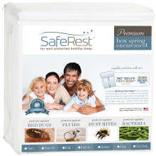 SafeRest Premium 9"""" tjock boxfjderhlje - Vattentt - Andas ljudlst och vinylfri - Passar upp till 9"""" - Queen