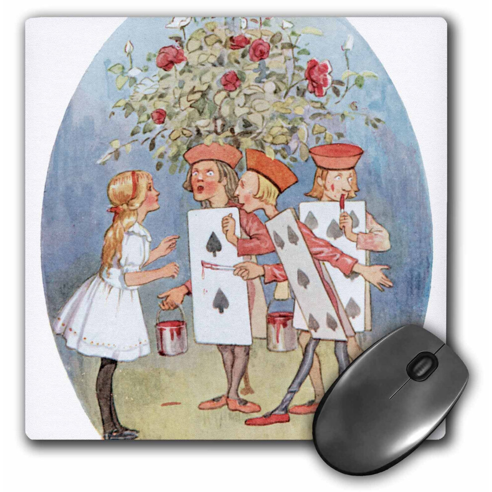 3Drose Painting The Roses Vintage Alice In Wonderland - Mouse Pad Red 888414428180