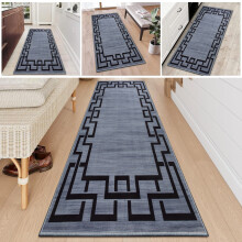 (80x300 cm (2 ft 6 in x 9 ft 8 in)_Extra Large Runner Rug Hallway Carpet, Nico Grey) Grey Non Slip Rugs Printed Carpet Runner Door Mats