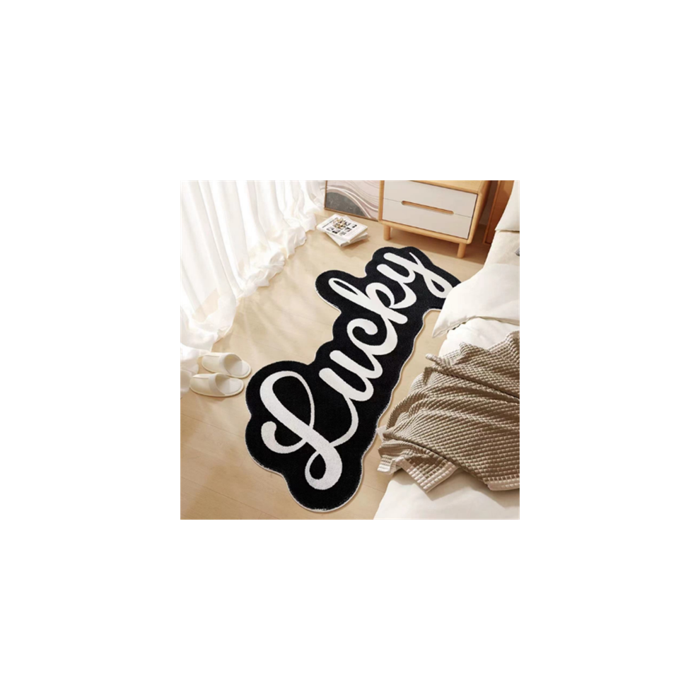 (A-1, 50X80cm 19.7X31.5in) Irregular bedroom crystal velvet bedside blanket creative special-shaped cloakroom carpet under the bed floor mat letter