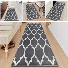 (80x300 cm (2 ft 6 in x 9 ft 8 in)_Extra Large Runner Rug Hallway Carpet, Ava Grey) Grey Non Slip Rugs Printed Carpet Runner Door Mats