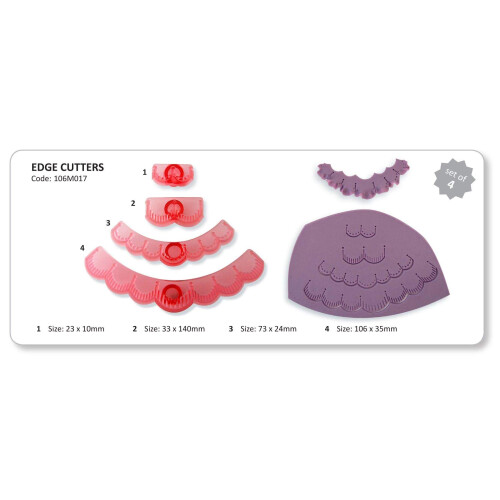 JEM Κόφτες Fondant Edge με Ράμματα, Για Διακόσμηση Κέικ, Σετ 4 Τεμαχίων 1