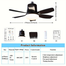 (Black) 1pc Socket Fan Light, 46.99cm Screw Ceiling Fans With Lights And Remote, E26/E27 Base Easy Install Timing Ceiling Fan
