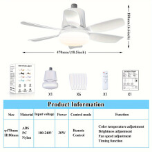 (White) 1pc Socket Fan Light, 46.99cm Screw Ceiling Fans With Lights And Remote, E26/E27 Base Easy Install Timing Ceiling Fan