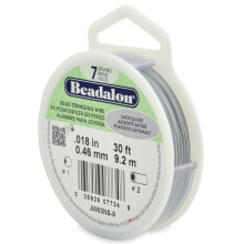 Beadalon 7-strngiger Perlendraht aus Edelstahl, 0,018 Zoll / 0,46 mm, satiniertes Silber, 30 Fu / 9,2 m