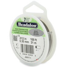 Beadalon 7-strngiger Edelstahl-Perlenaufreihdraht, 0,012 Zoll / 0,30 mm, hell, 100 Fu / 31 m