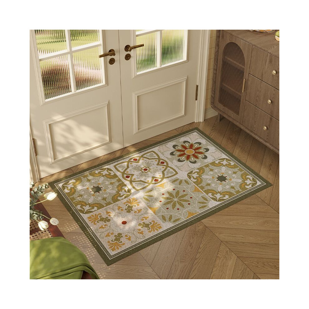 (A-2, 80X100cm 31.5X39.3in) Door floor mat, retro dust removal door porch silk ring foot pad, advanced sense can be cut, door entrance mat
