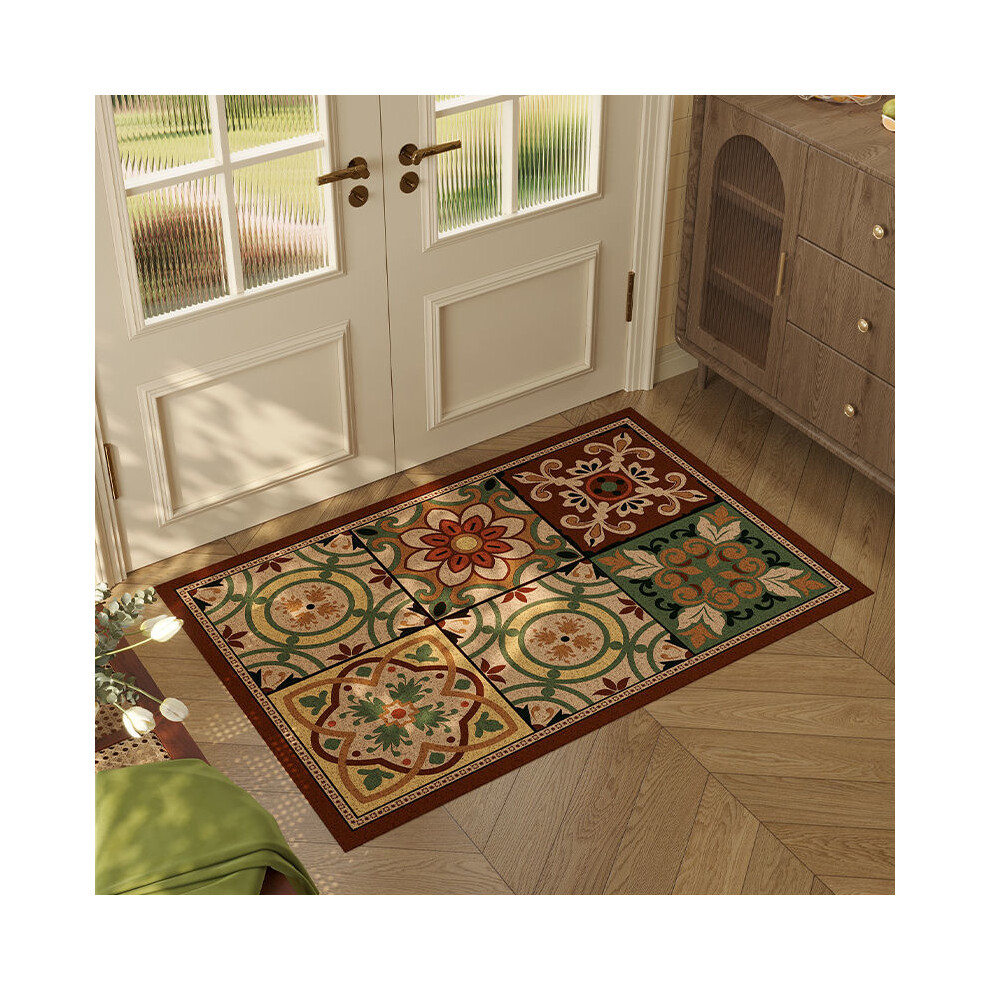 (A-1, 80X100cm 31.5X39.3in) Door floor mat, retro dust removal door porch silk ring foot pad, advanced sense can be cut, door entrance mat