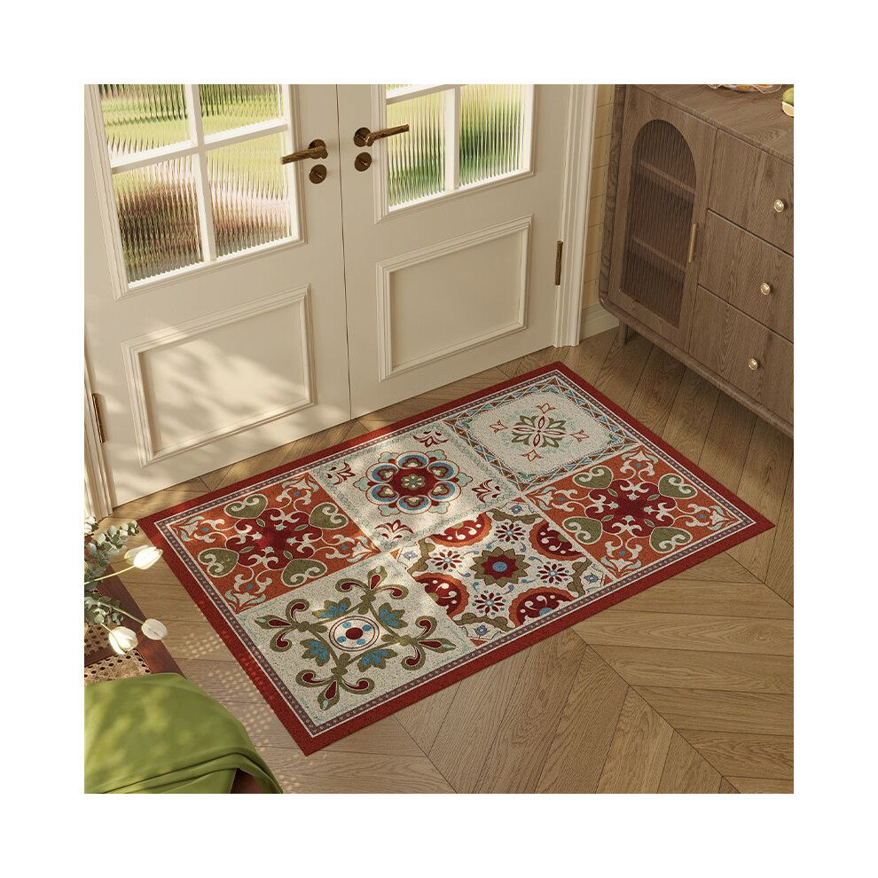 (A-3, 80X100cm 31.5X39.3in) Door floor mat, retro dust removal door porch silk ring foot pad, advanced sense can be cut, door entrance mat