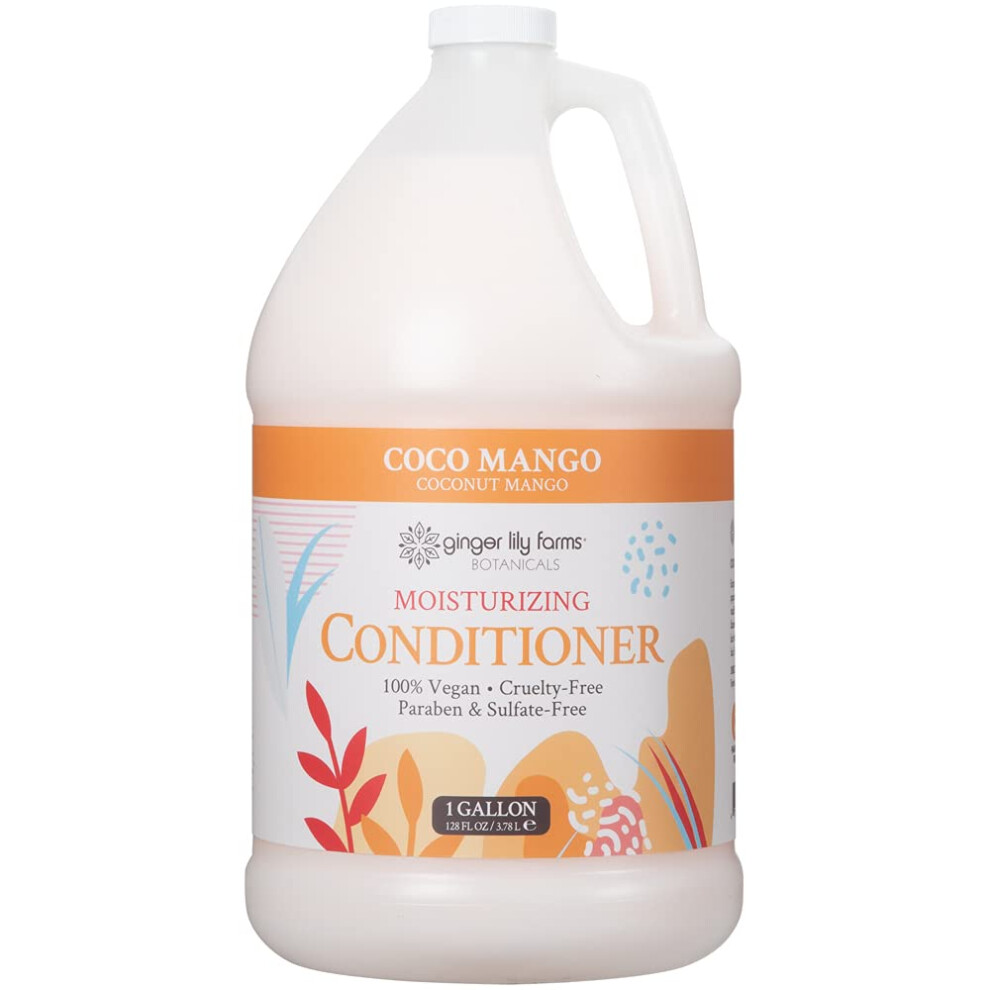 Ginger Lily Farms Botanicals Moisturizing Conditioner For All Hair Types Coco Mango 100% Vegan & Cruelty-Free Coconut Mango Scent 1 Gallon Refill