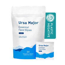 Ursa Major Essential Face Wipes | Naturlig bionedbrydelig grusomhedsfri | Rens eksfolier beroligende og hydrat | Individuelt indpakket | 20 tælle