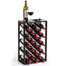 Mango Steam 23 Bottle Black Wine Rack with glass Top Shelf Free Standing for Home Kitchen and Bar
