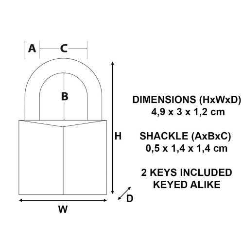 Master Lock Κλειδώμα V Line 30mm τύπου κλειδιού 142 Χάλκινο κλειδαριά με ίδιο κλειδί 2