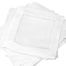 CleverDelights 6"""" Hvid linned Hemstitch Cocktailservietter - 12 Pack - 100 % h?r