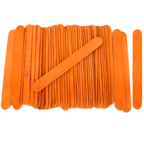 100 palitos de picol    de artesanato de madeira jumbo granizo 6 polegadas (laranja) 2