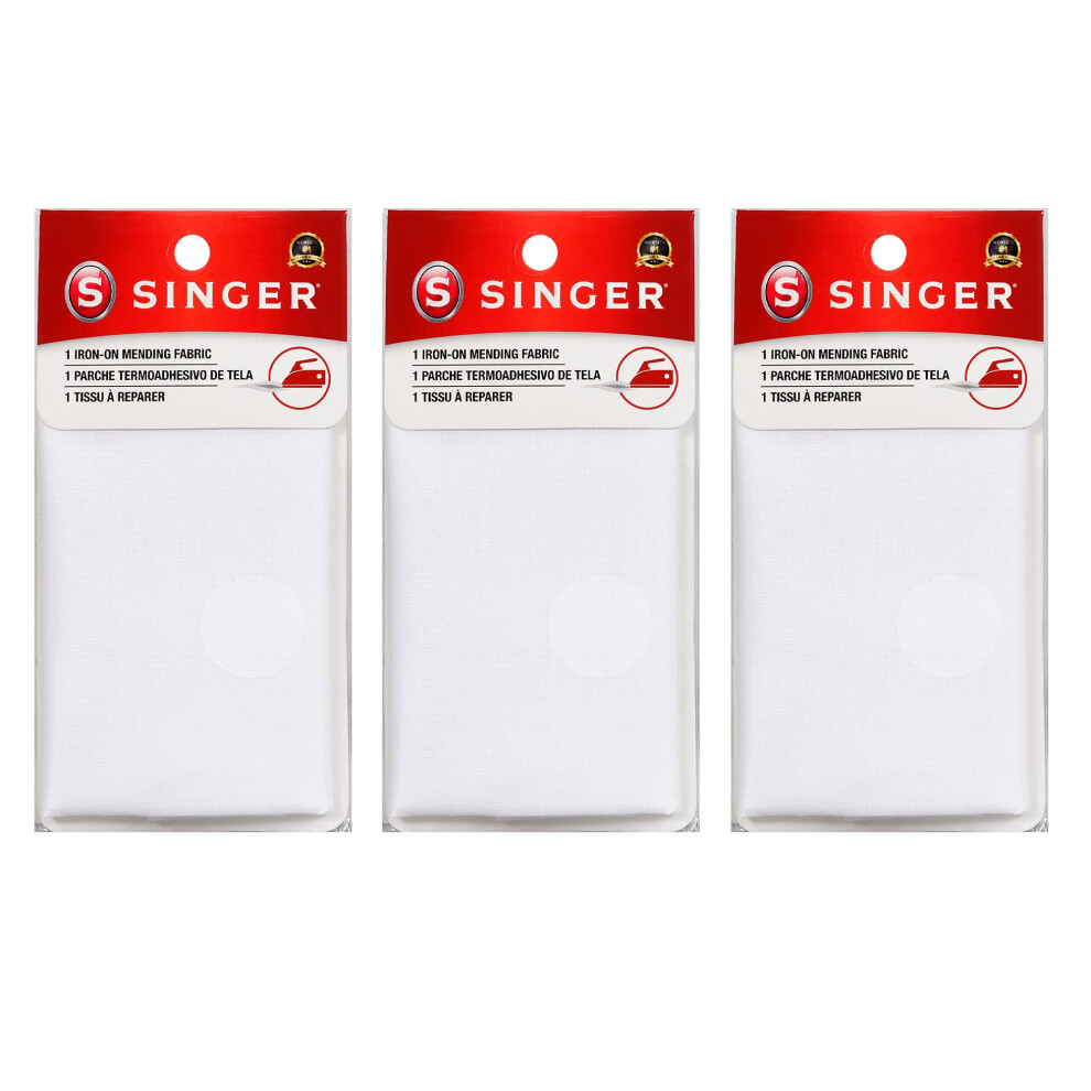 Iron-On Mending Fabric  7-Inch x 16-Inch Patch for Mending Clothes  White Three-Pack