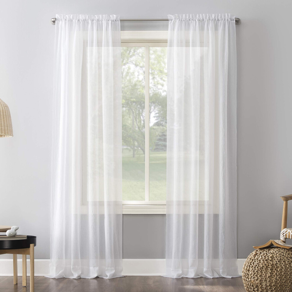 No. 918 Erica Crushed Sheer Voile Rod Pocket Curtain Panel  51"""" x 95""""  White-image-OPC-PFT6PS2-NEW