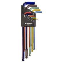 Bondhus 69637 Ball End L-sleutelset met ColorGuard-afwerking en extra lange arm, 13 stuks