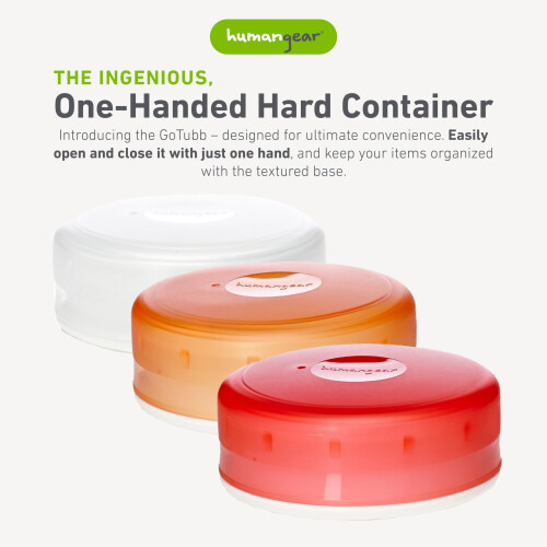 humangear GoTubb | Hard Container | Easy Open | Food-Safe Material  Clear/Orange/Red  Medium 1